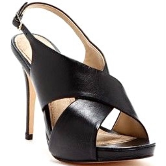 Diane von Furstenberg DVF Vada Black Leather Slingback Sandal Stiletto Heel Pump - Picture 2 of 10